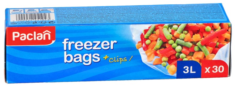 Woreczki na mrożonki 3 l z klipsem Paclan 30 szt 51043 opakowanie widok 2