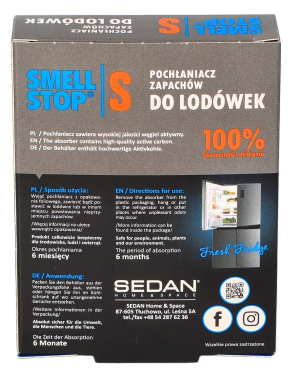 Pochłaniacz zapachów do lodówki SMELLSTOP Sedan S opakowanie widok 2