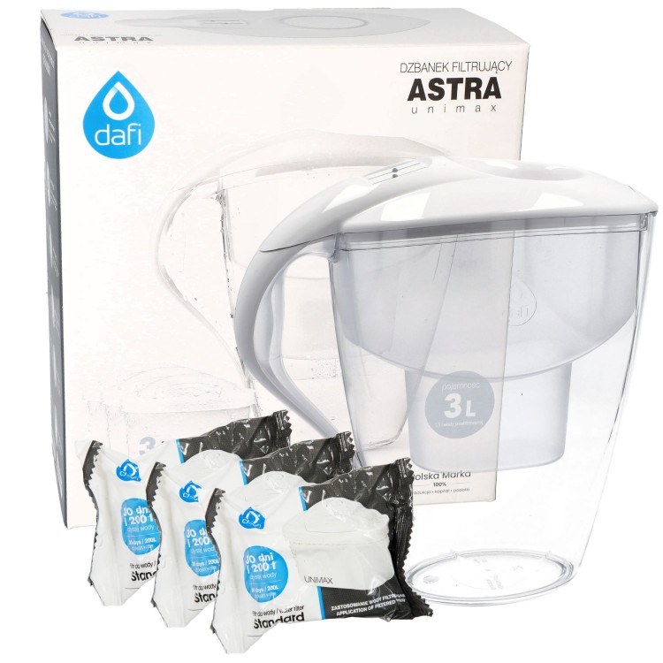 Dzbanek filtrujący wodę Dafi ASTRA biały 3 l + 3x filtr unimax