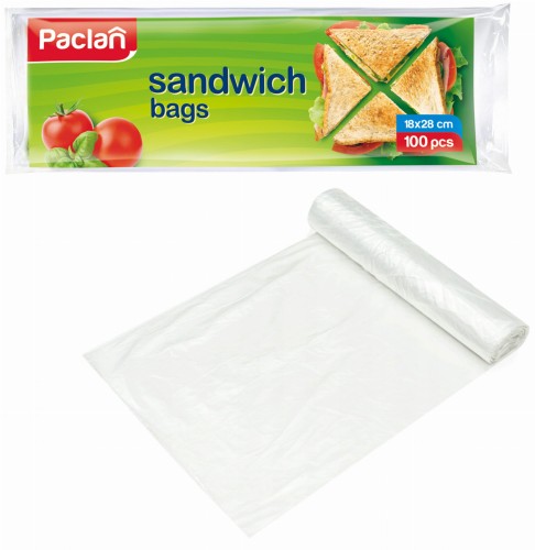 Woreczki śniadaniowe foliowe 28 cm x 18 cm Paclan 100 szt