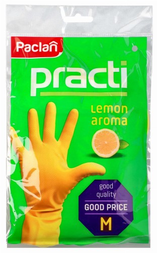 Rękawiczki gumowe kuchenne Paclan M mocne grube zapachowe  opakowanie