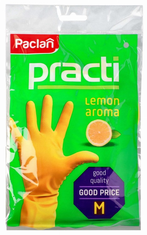 Rękawiczki gumowe kuchenne Paclan M mocne grube zapachowe  opakowanie