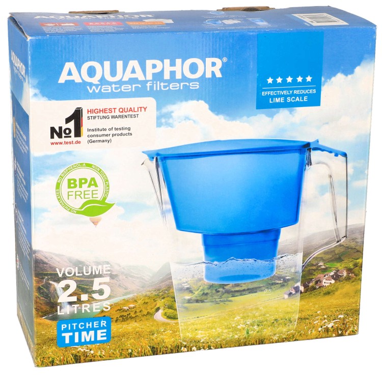Dzbanek filtrujący Aquaphor Time niebieski 2,5 l +  filtr B100-25 opakowanie