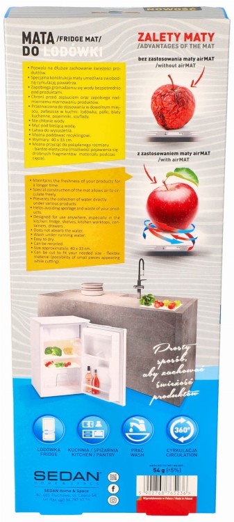 Mata antybakteryjna do lodówki Airmat Sedan 33 cm x 40 cm opakowanie widok 2