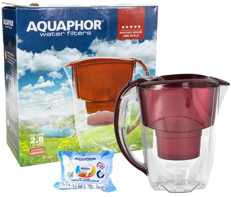 Dzbanek do wody Aquaphor Amethyst 2,8l wiśniowy + filtr B100-25