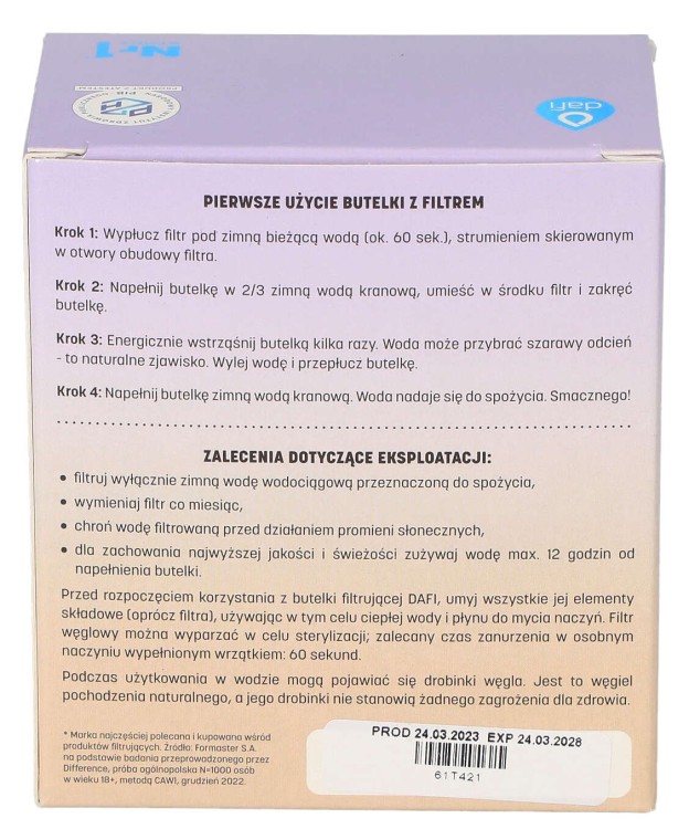 Filtr wkład filtrujący do butelki Dafi Soft Solid Cappuccino x3 opakowanie widok 3