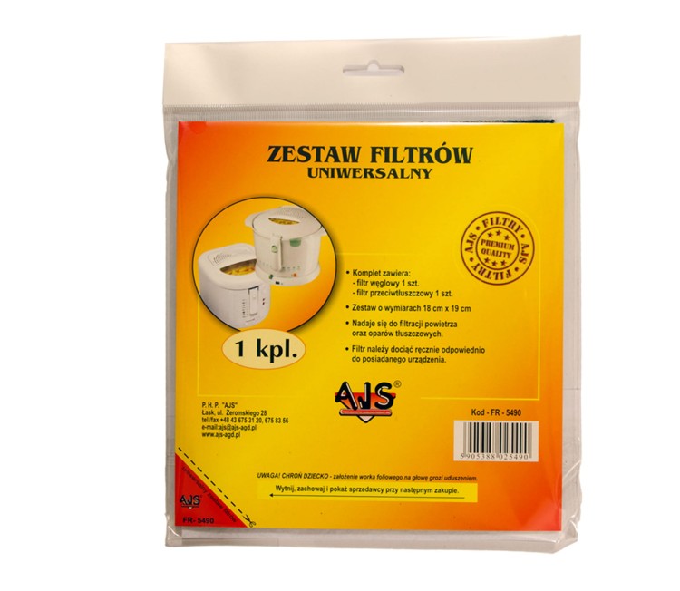 UNIWERSALNY FILTR KOMPLET FILTRÓW FRYTKOWNICY WĘGLOWY + TŁUSZCZOWY