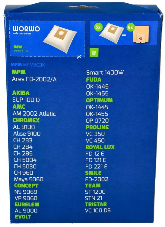 Worki do odkurzacza Mpm Fuda Optimum OK1445 5 szt + filtr opakowanie widok 2