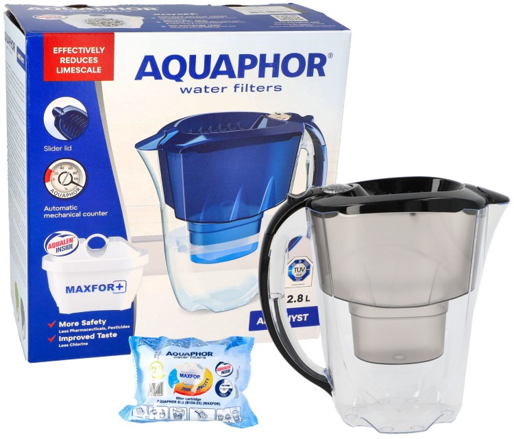 Dzbanek do wody Aquaphor Amethyst 2,8 l czarny + filtr B100-25