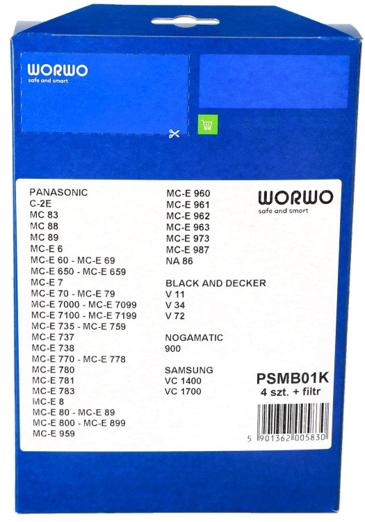 Worki do odkurzacza PANASONIC MC-E C-2E PSMB01K opakowanie przód