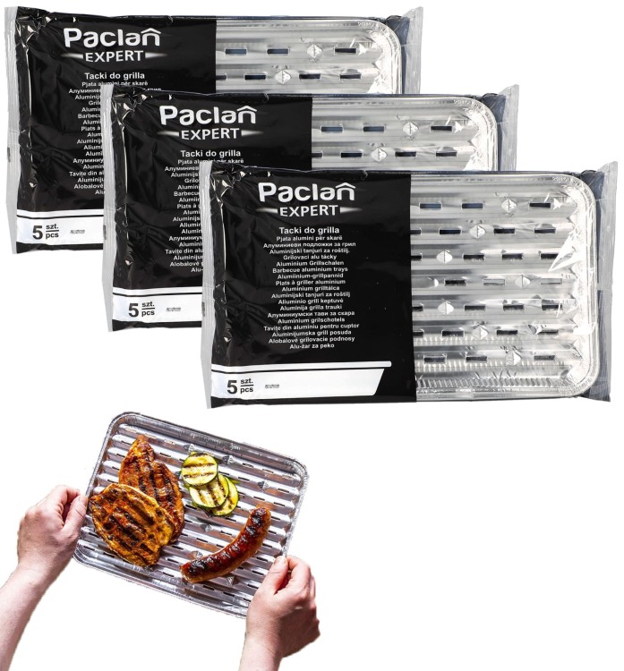 Tacka grillowa aluminium Paclan prostokątna 34 x 22 cm 15 szt
