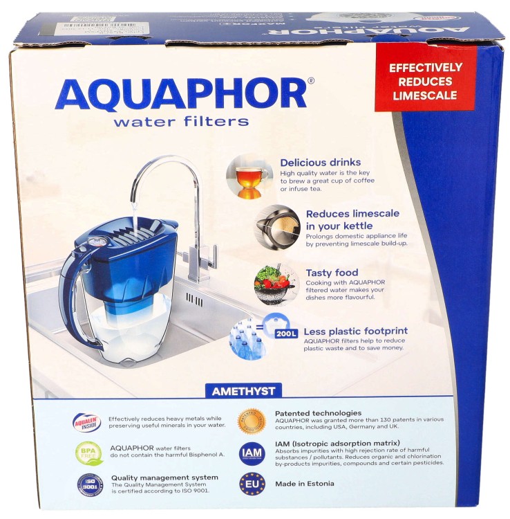 Dzbanek do wody Aquaphor Amethyst 2,8 l czarny + 3x filtr opakowanie widok 2