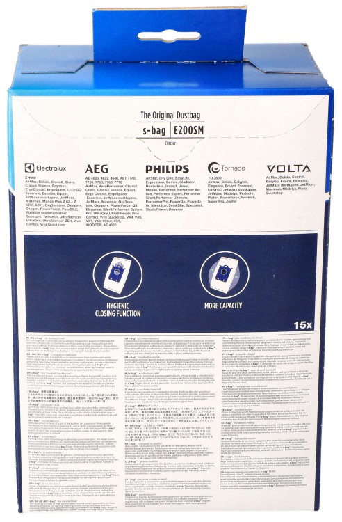 Worki do odkurzacza Electrolux E200SM S-BAG Classic oryginał x15 opakowanie widok 3