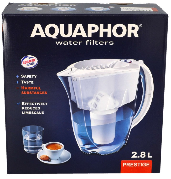 Dzbanek filtrujący Aquaphor Prestige 2,8 l wiśniowy + filtr A5 opakowanie widok 1