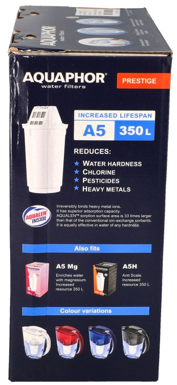 Dzbanek filtrujący Aquaphor Prestige 2,8 l wiśniowy + filtr A5 opakowanie widok 2