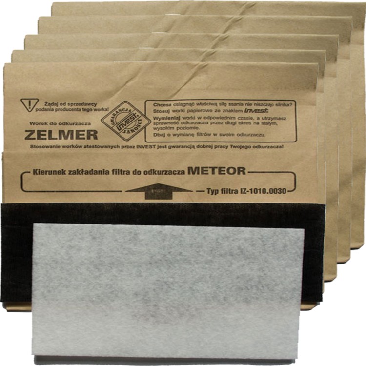 PAPIEROWE WORKI DO ODKURZACZY ZELMER METEOR,
ADMIRAL, COMPACT, 1010 Z FILTRAMI