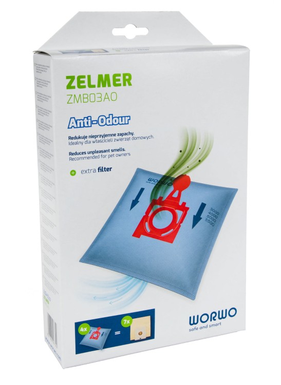 Worki do odkurzacza Zelmer Jupiter Solaris anty-zapachowe ZMB03AO opakowanie