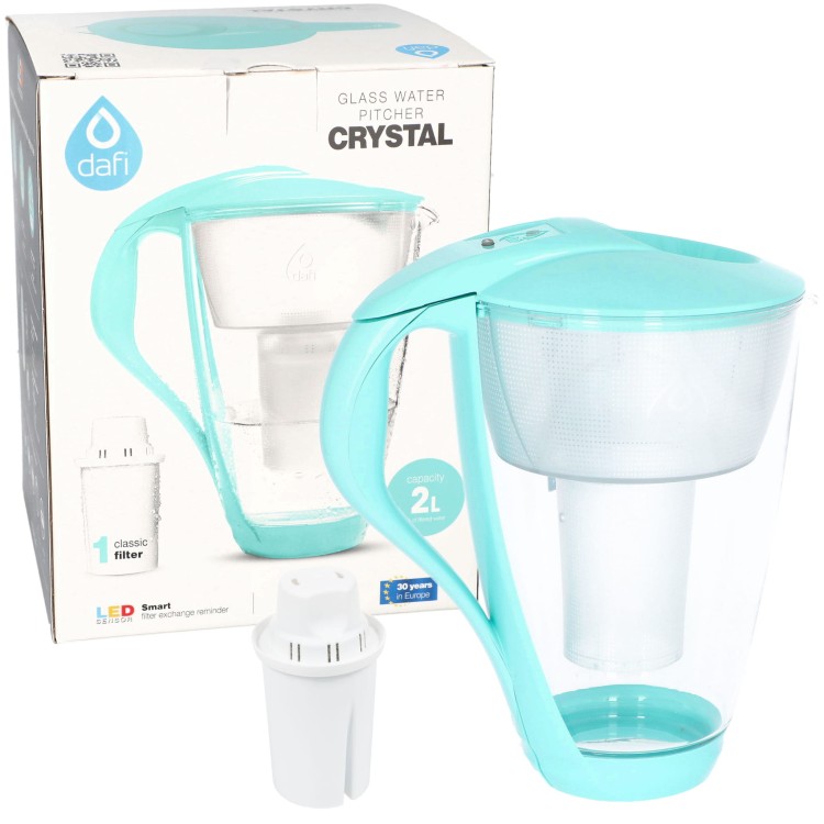 Zestaw  Dafi crystal led szklany miętowy z filtrem classic