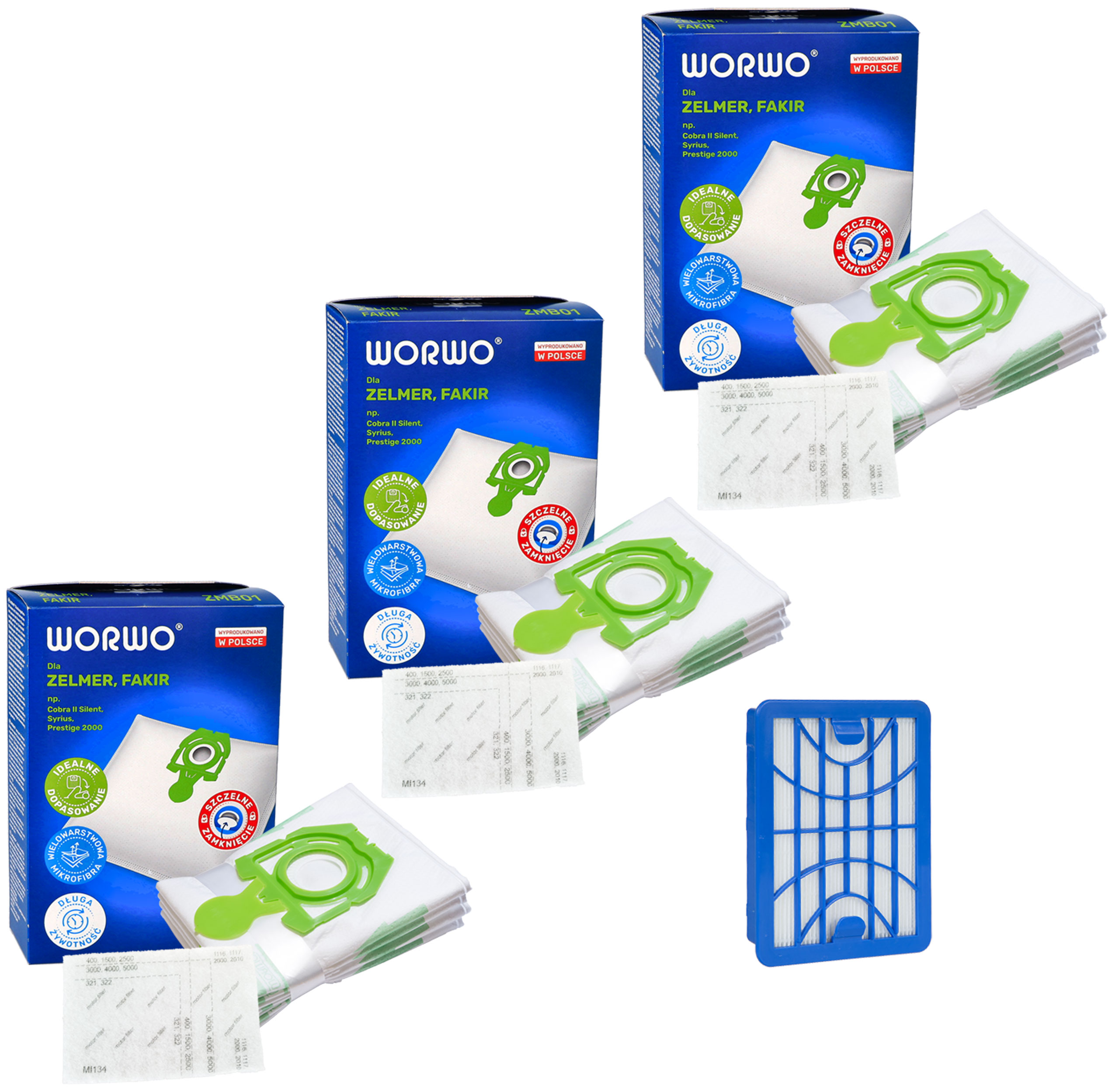 Worki do odkurzacza Zelmer 49.4100 Syrius ZMB01K 12szt  + filtr hepa
