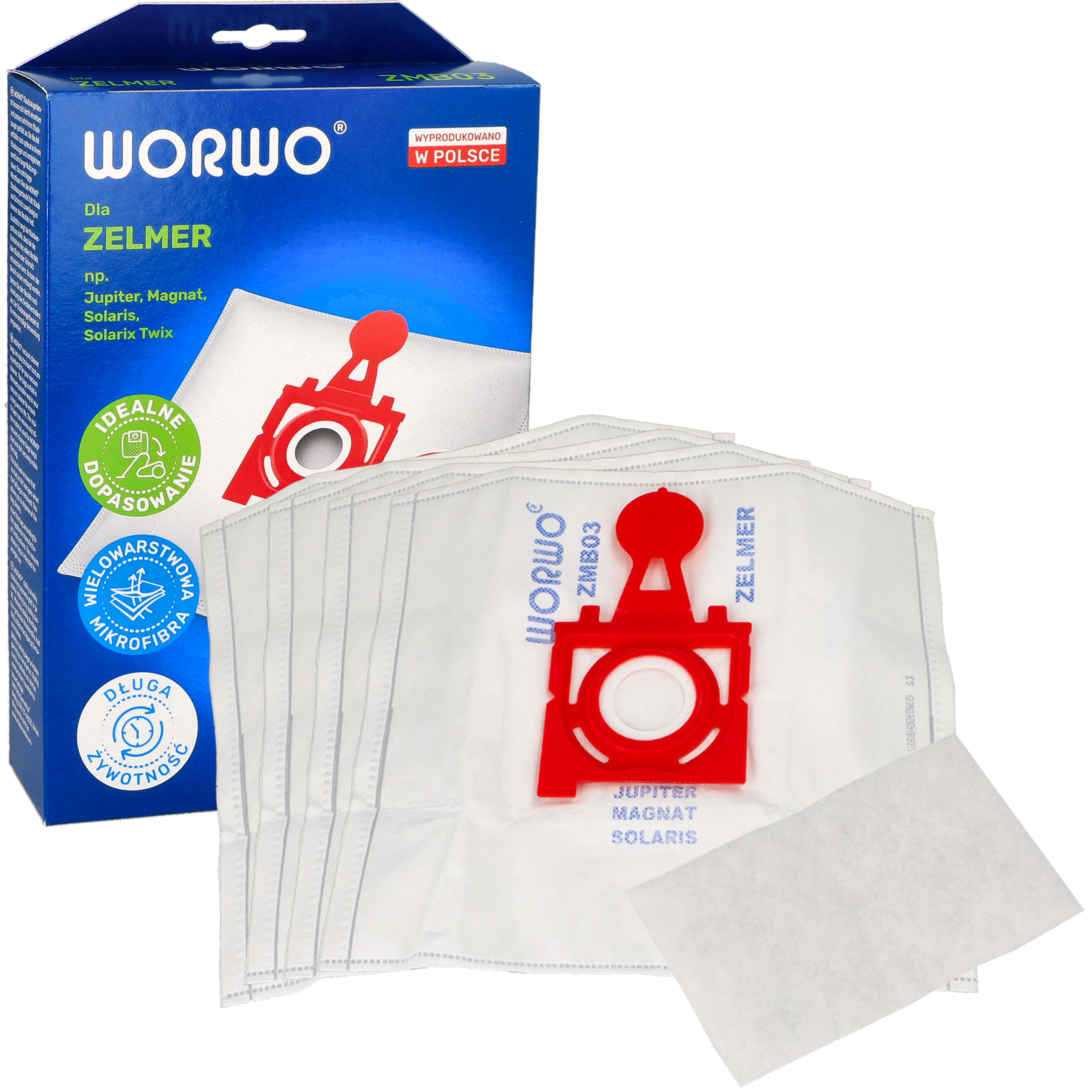 Worki syntetyczne do odkurzacza Zelmer Jupiter Solaris 49.4200 ZMB03K 4szt + filtr wlotowy