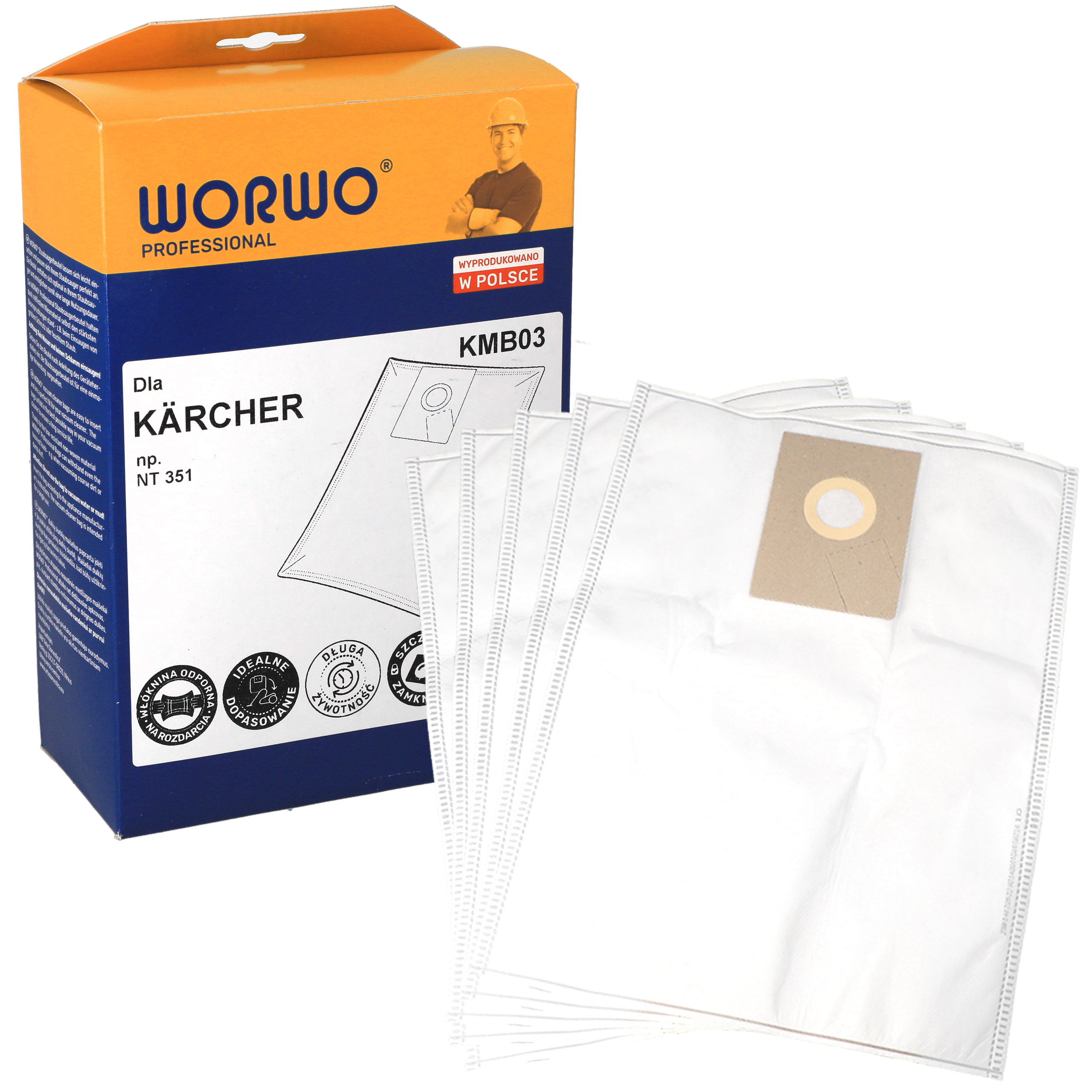 Worki syntetyczne do odkurzacza Karcher NT351, MacAllister MAC 1400 5 szt