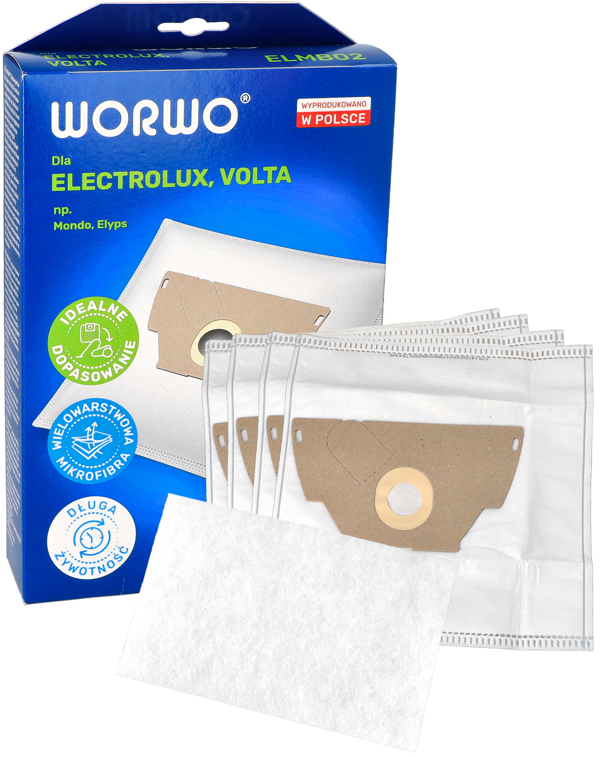 Worki do odkurzacza Electrolux E44 Worwo ELMB02K 4szt + filtr
