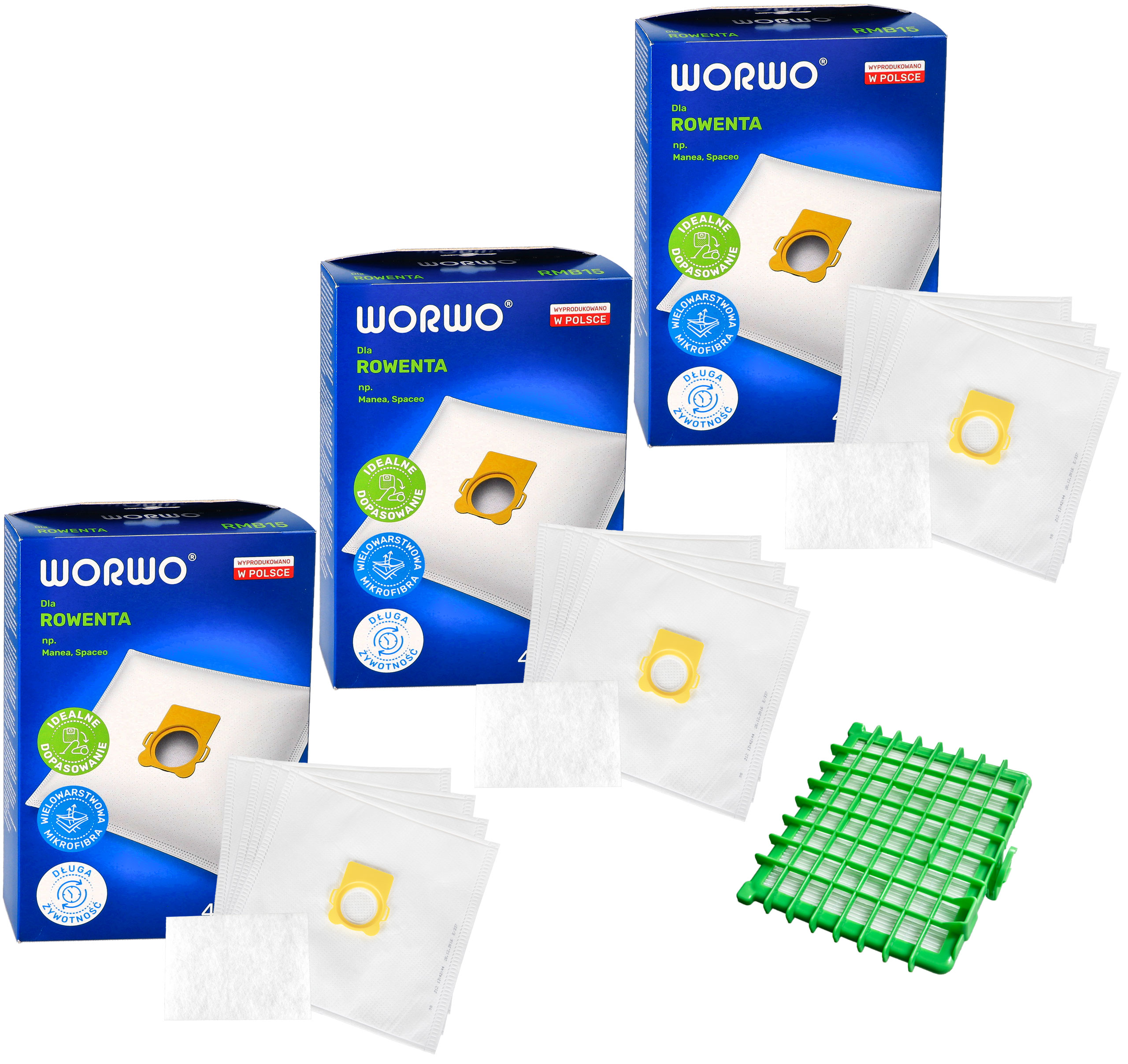 Worki do odkurzacza Rowenta Silence Force 12 szt + filtr HEPA