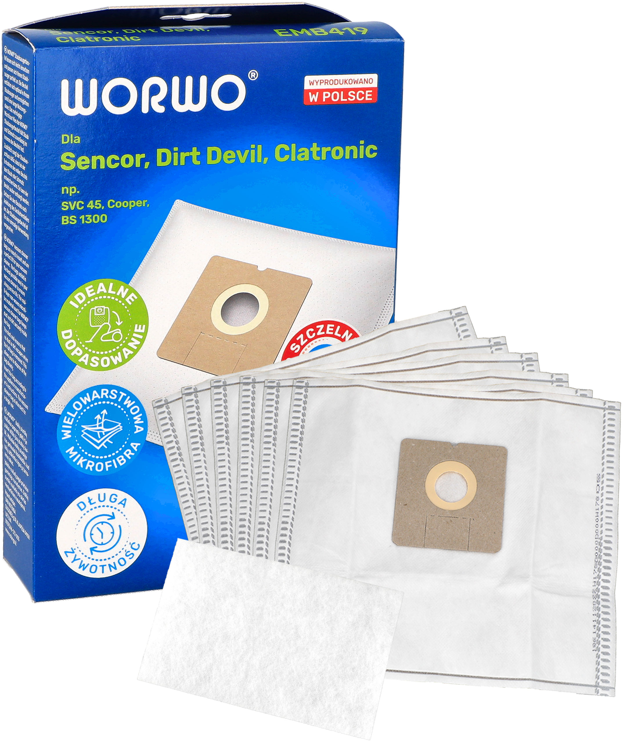 Worki WORWO do odkurzacza ETA 0419 CONCEPT MPM 6 szt + filtr