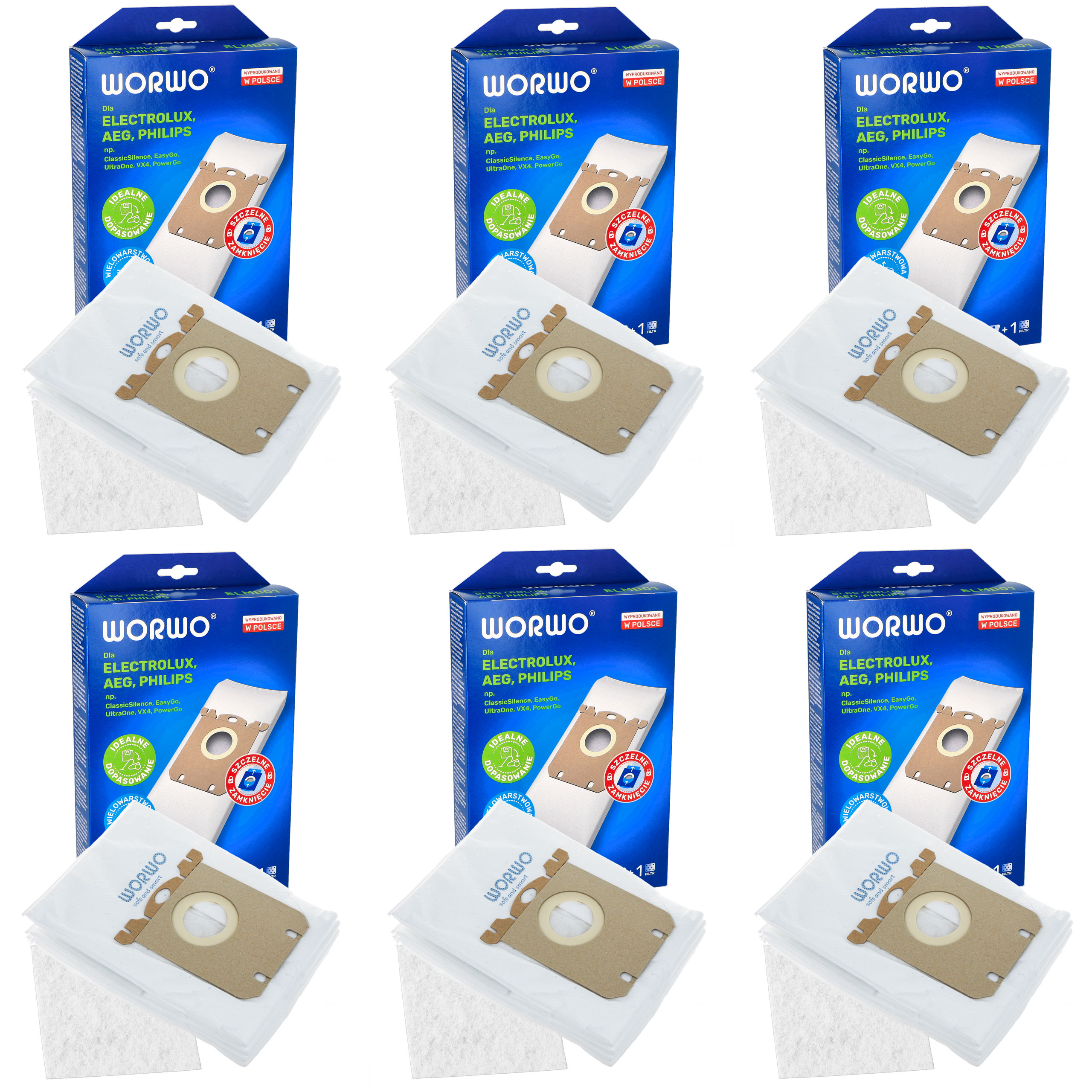 Worki syntetyczne do odkurzacza Electrolux Aeg Philips Worwo ELMB01K 24 szt