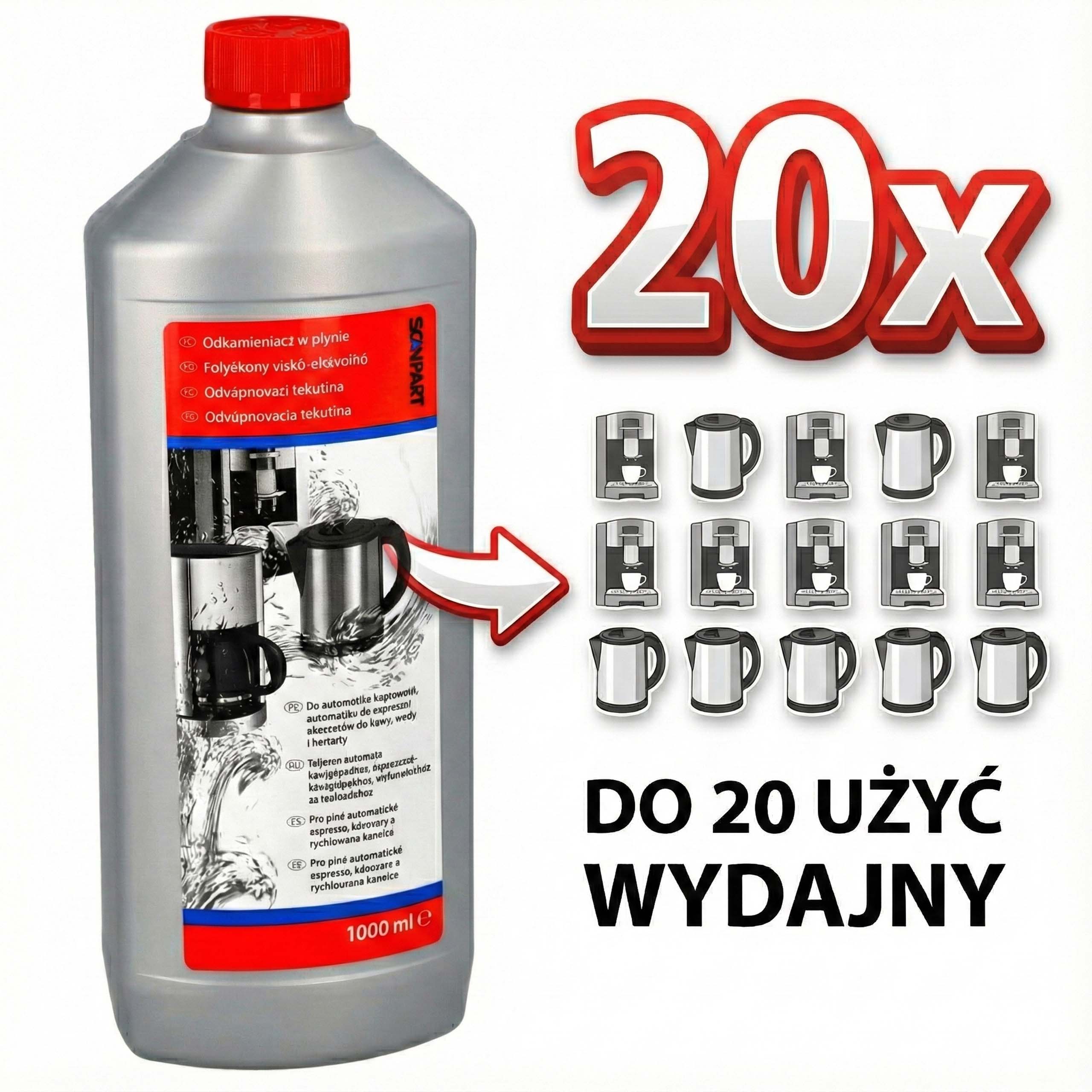 Odkamieniacz ScanPart do ekspresu Saeco Bosch Delonghi Krups 1000 ml - wydajny
