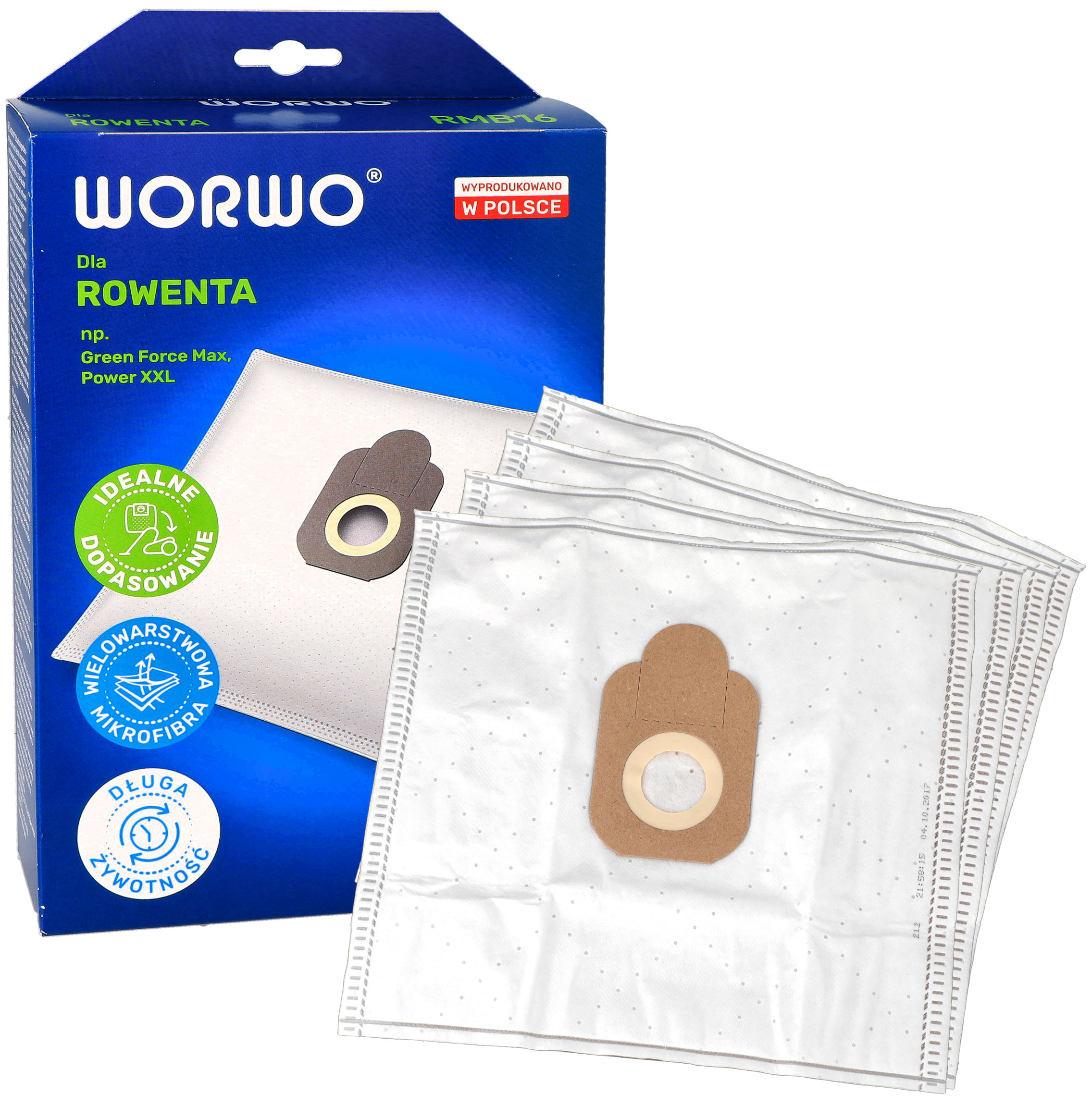 Worki do odkurzacza Rowenta Tefal typ ZR200540 ZR200520 4 szt pudełko przód