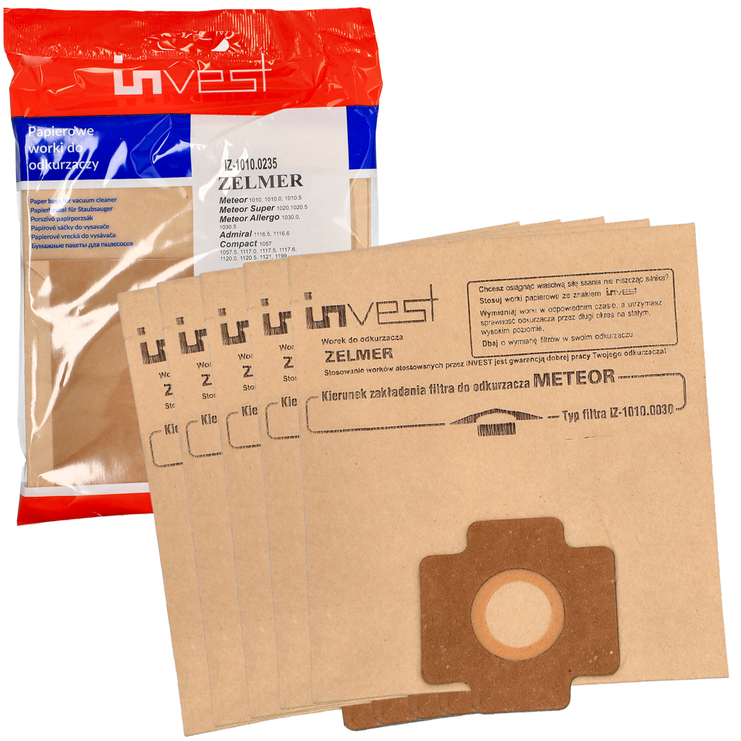 Worki do odkurzacza Zelmer Meteor Admiral Compact 1010 5 szt