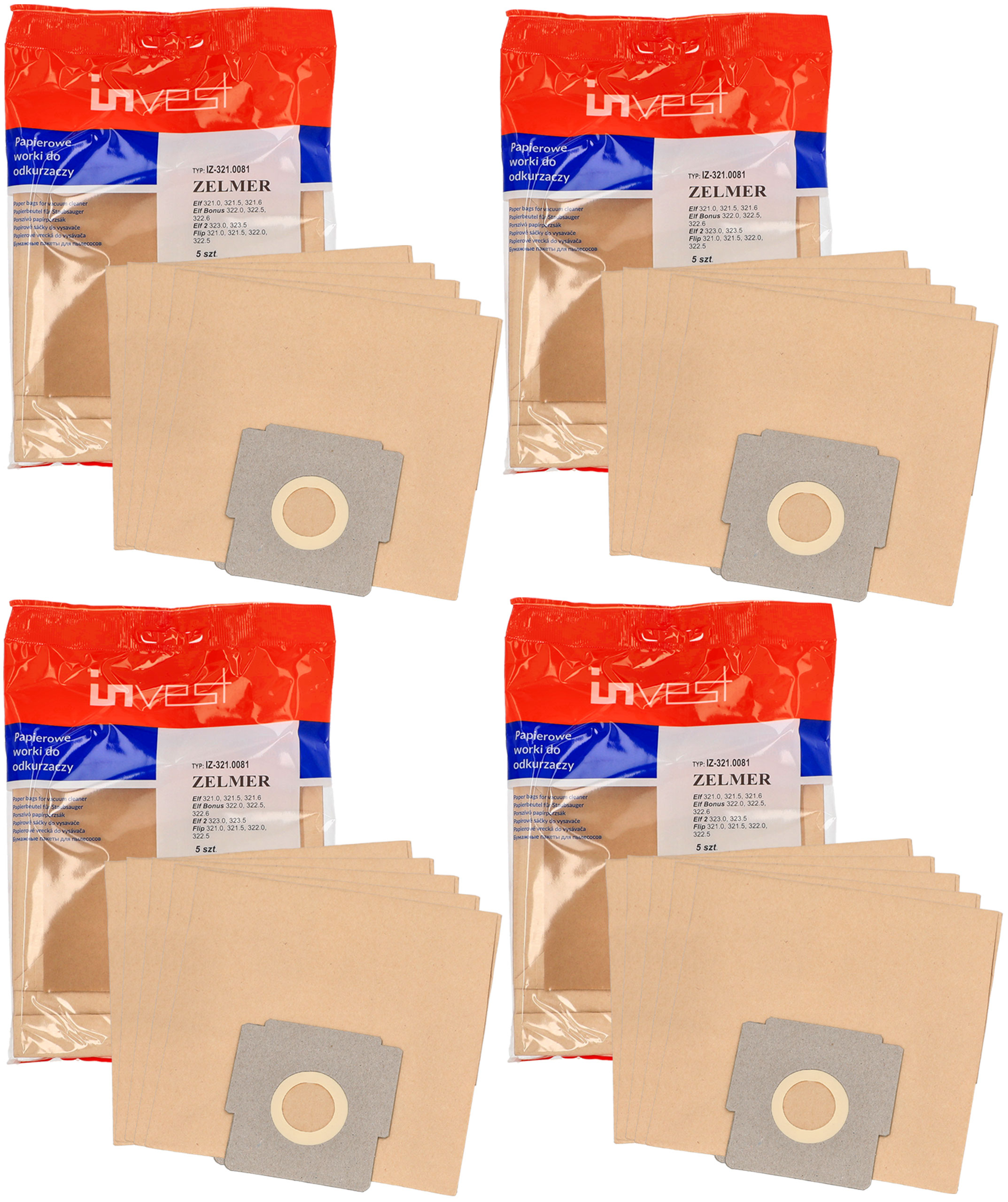 Worki do odkurzacza Zelmer 321 - 20 sztuk