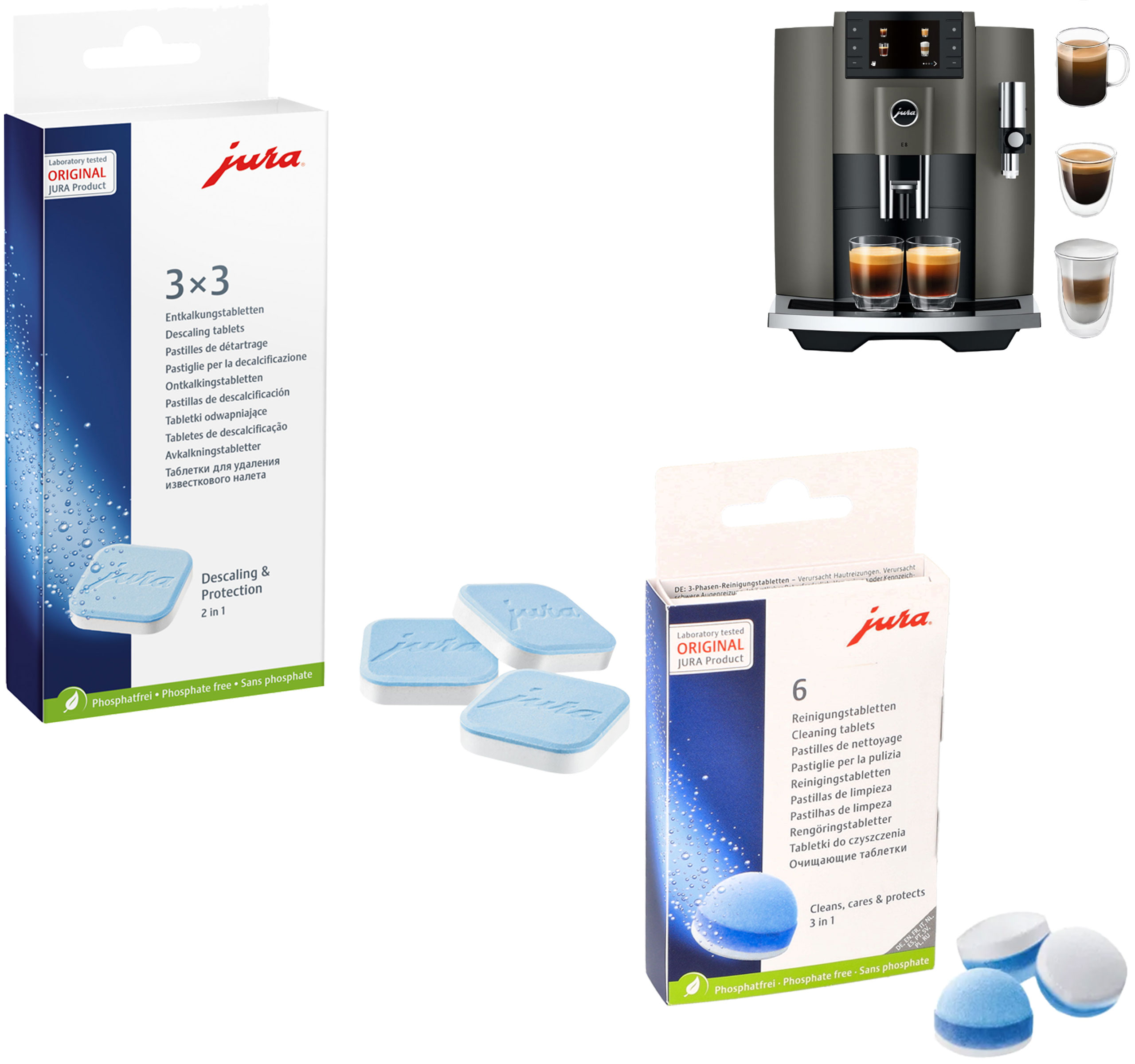 Tabletki odkamieniające Jura 9 szt + tabletki czyszczące 3w1 6 szt