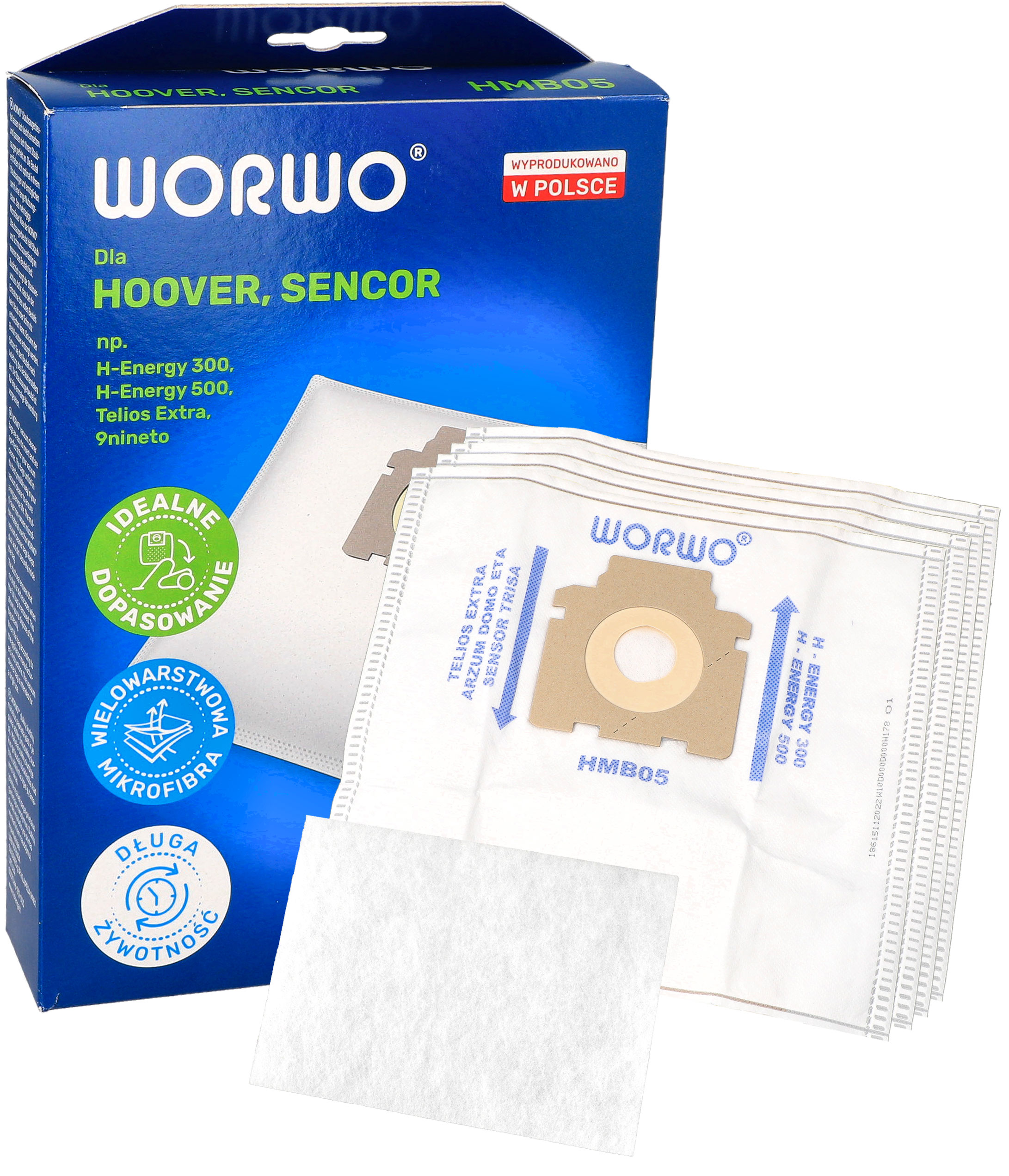 Worki do odkurzacza Hoover Telios Extra H81 4 szt + filtr wlotowy