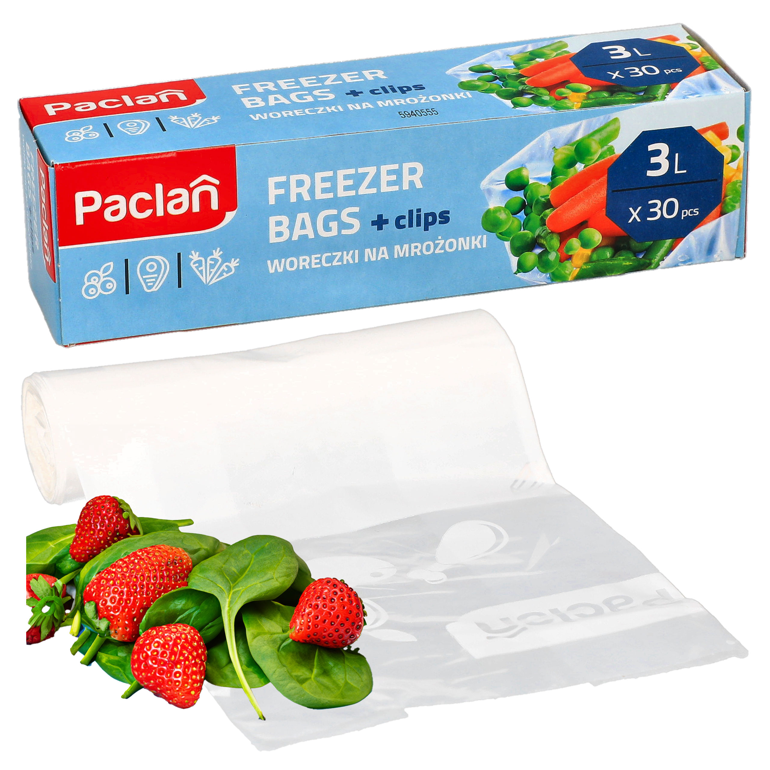 Woreczki na mrożonki 3L z kliksem Paclan 30 szt