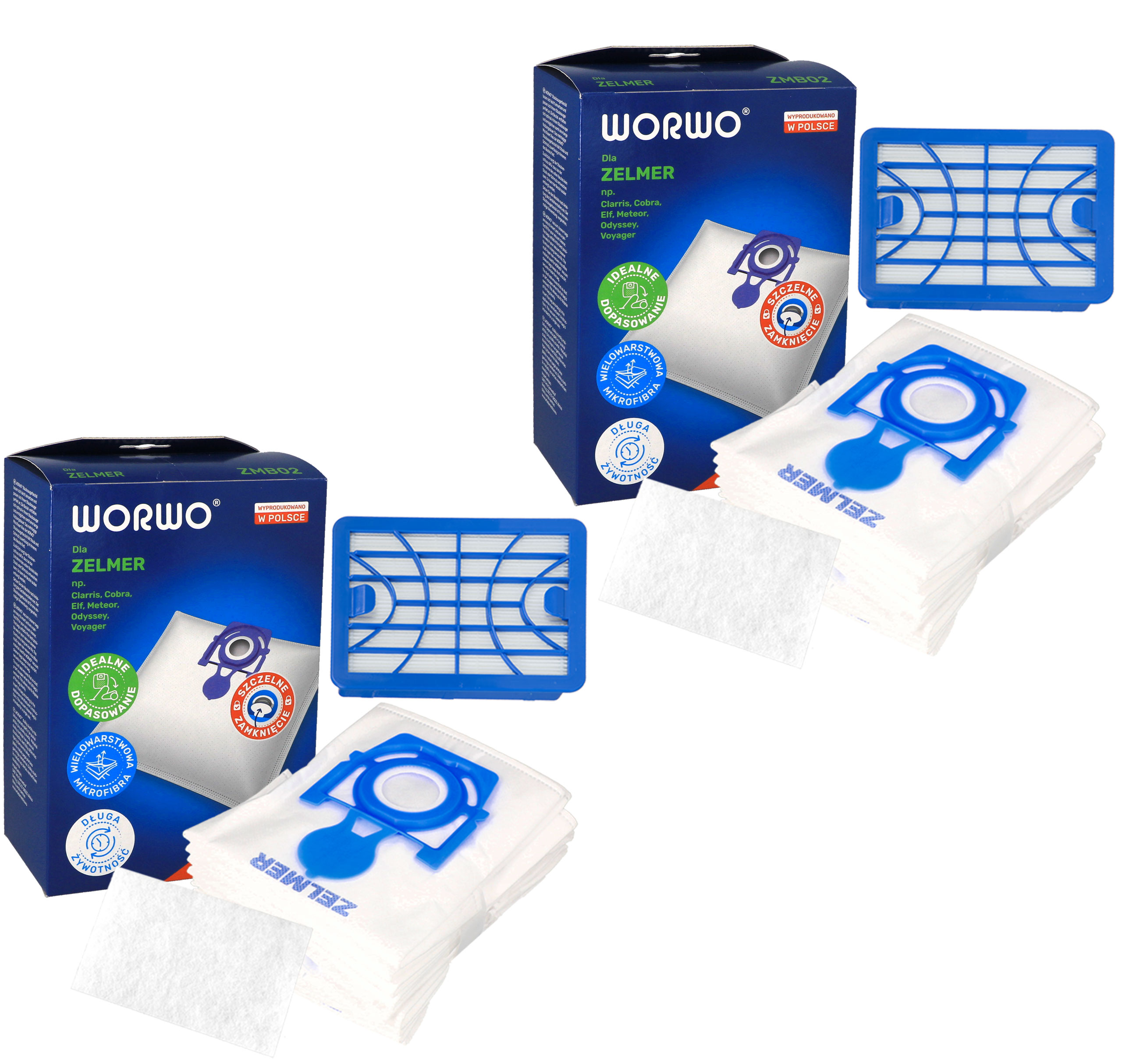Worki do odkurzacza Zelmer Odyssey Meteor 2 Elf x24 + filtr wlotowy x6 + hepa x2