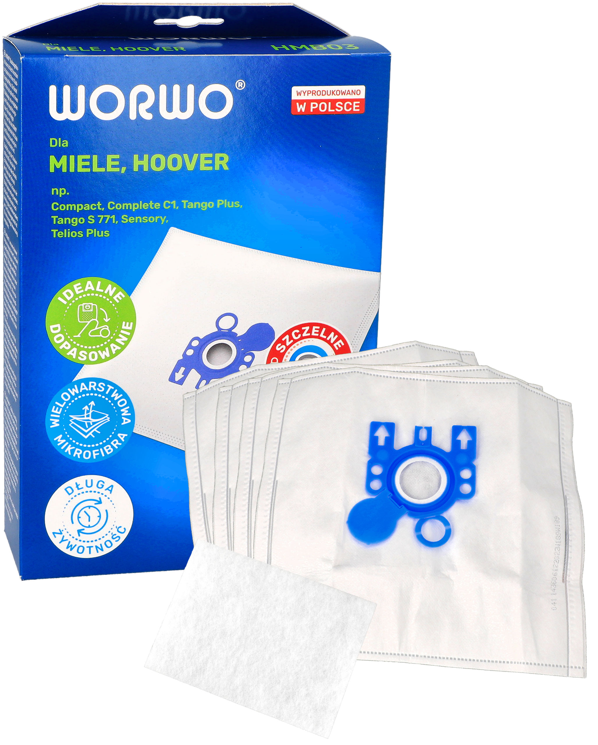 Worki syntetyczne do odkurzacza Hoover Miele typ C1 C2 C3 GN 4 szt + 1 filtr wlotowy