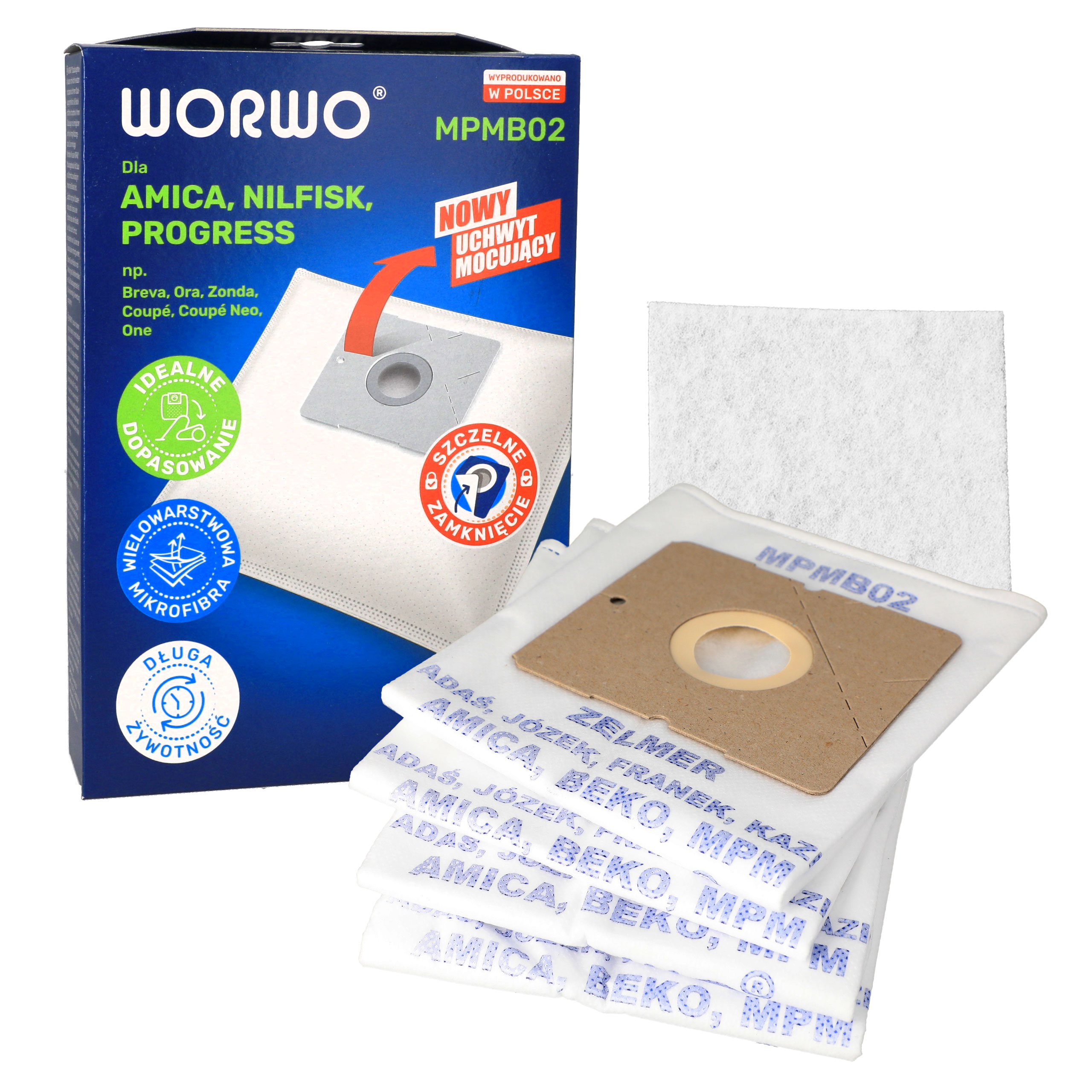 Worki syntetyczne do odkurzacza Amica Maxis Qubis Nimis MPM Focus Duo MPMB02K 4 szt