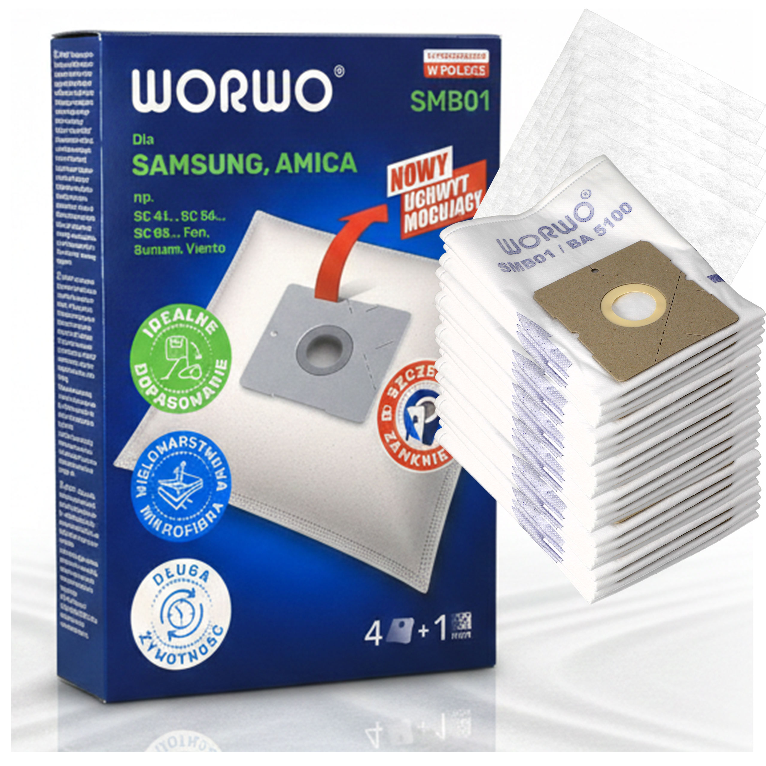 Worki WORWO SMB01K do odkurzacza Samsung VP 54 VP 77 VP 95B VP 100 24 szt