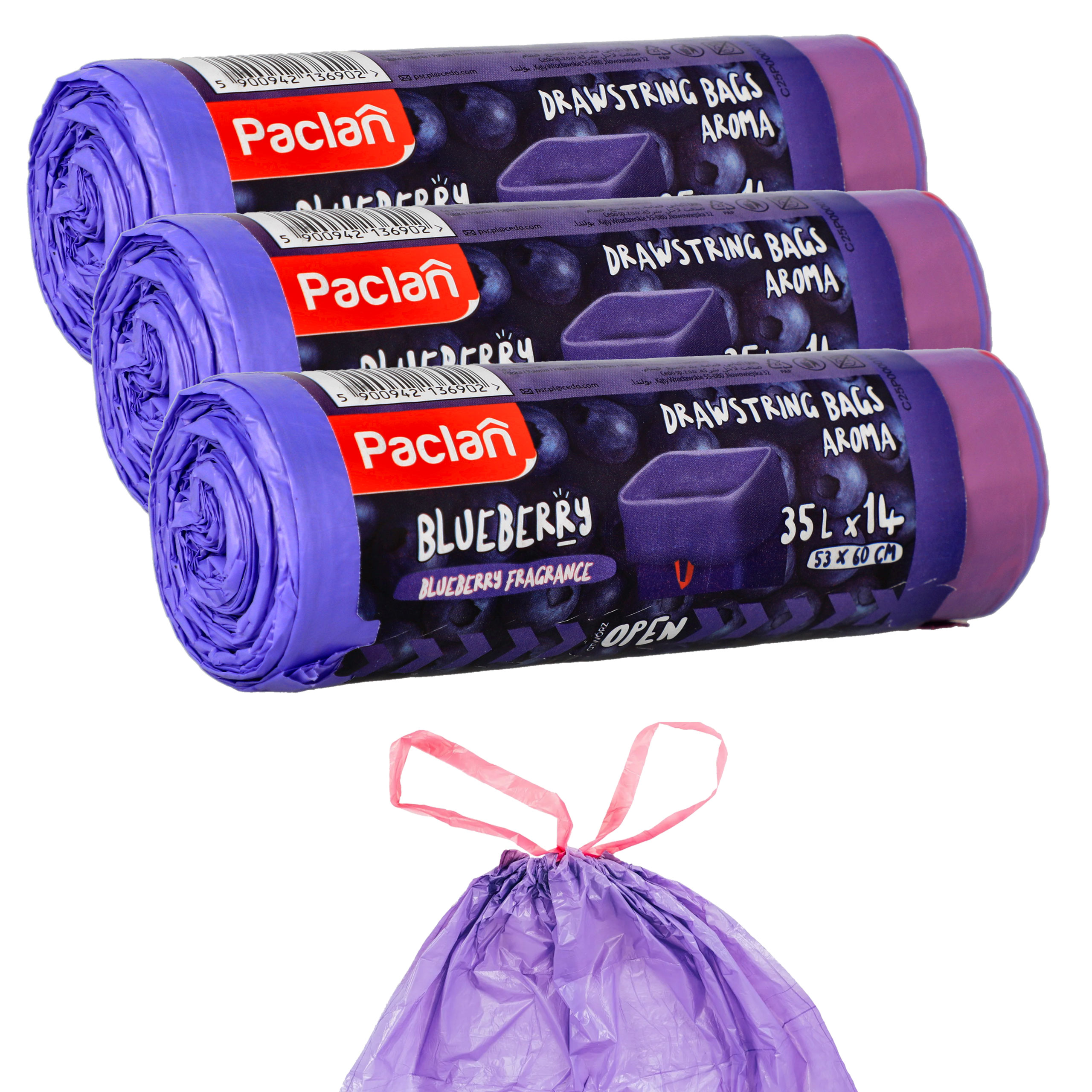 Worki na śmieci zapachowe z taśmą Paclan 35 l 42 szt 36902 - 3 szt