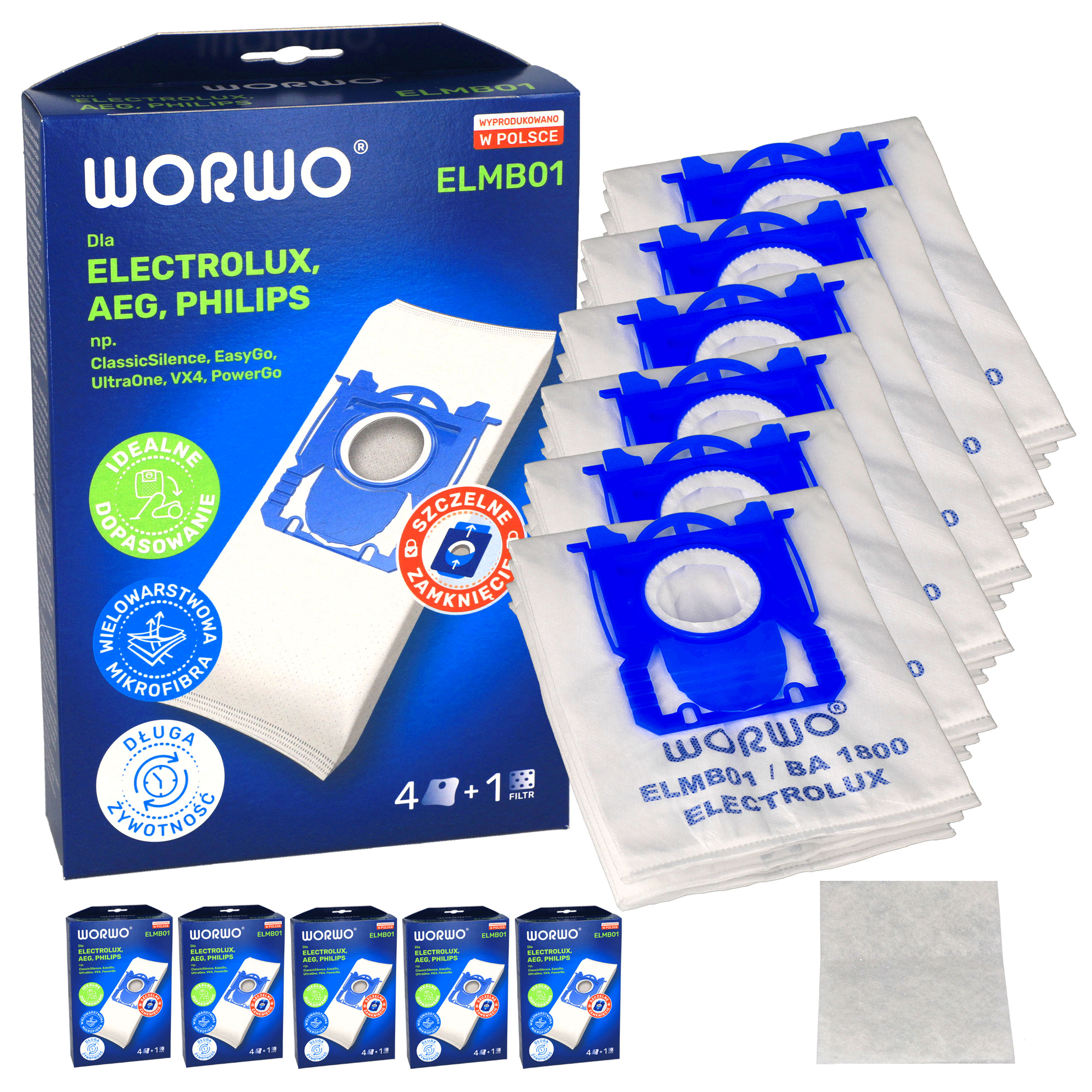 Worki syntetyczne do odkurzacza Electrolux Aeg Philips Worwo ELMB01K 24 szt