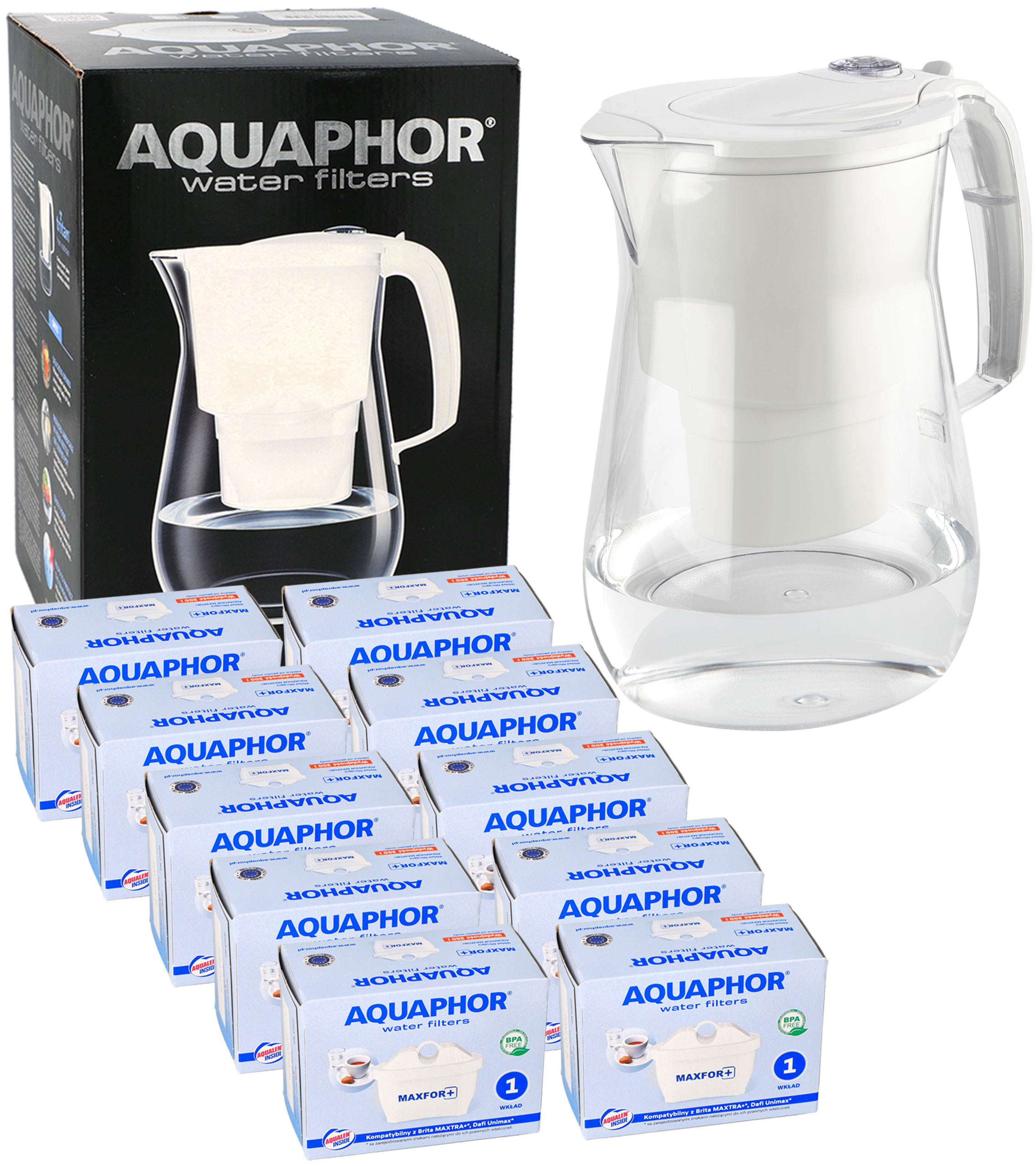 Dzbanek filtrujący wodę Aquaphor Onyx biały 4.2 l + 10 filtrów