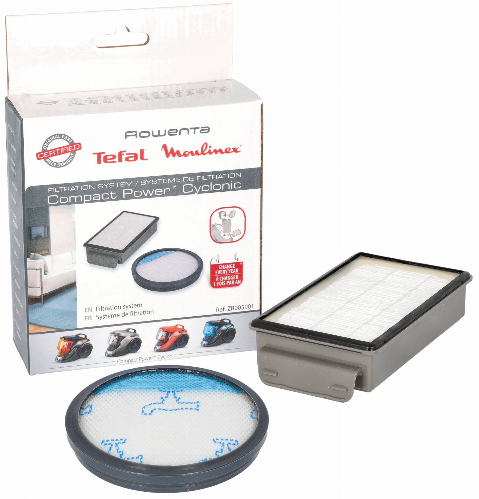 Set di filtri ZR005901 per aspirapolvere Rowenta Compact Power e Ergo Cyclonic serie RO37xx Set di filtri ZR005901 per aspirapolvere Rowenta Compact Power e Ergo Cyclonic serie RO37xx